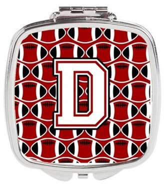 CJ1082-DSCM Letter D Football Cardinal & White Compact Mirror