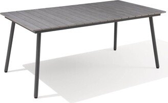 Outdoor Aluminum Rectangular Dining Table with Faux Wood Top - Gray - Crestlive Products
