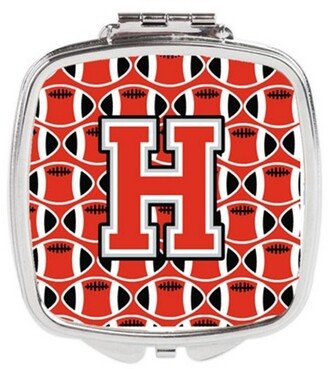 CJ1067-HSCM Letter H Football Scarlet & Grey Compact Mirror