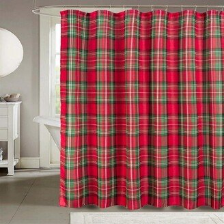 RT Designers Collection Christmas Plaid Slub Shower Curtain 70 x 72 Red/Green