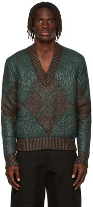 Brown & Green Coated Argyle Sweater