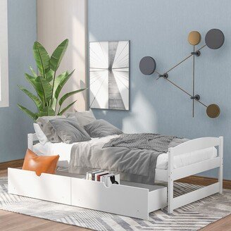 Nestfair Twin Size Platform Bed with 2-Drawers