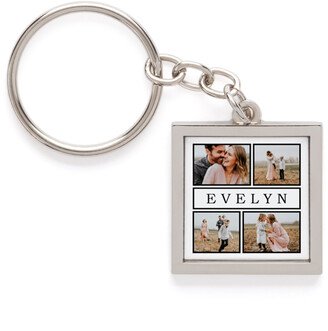 Key Rings: Classic Border Name Pewter Key Ring, Black