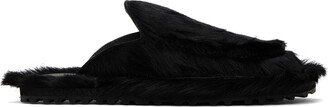 Black Calf-Hair Slippers