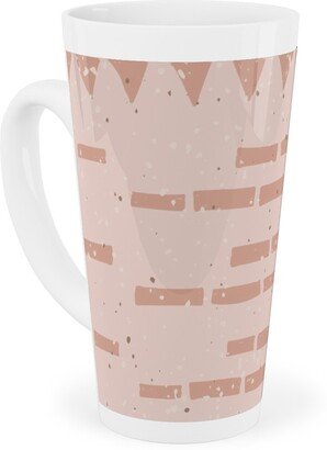 Mugs: Boho Tribal Dashed Geometric - Pink Tall Latte Mug, 17Oz, Pink