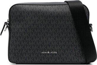 Dual monogram leather crossbody