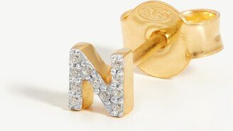 Pave Initial Single Stud Earring - Initial N | 18ct Gold Plated Vermeil/Cubic Zirconia