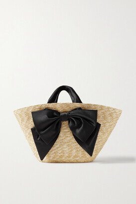 Carlotta Satin-trimmed Straw Tote - Neutrals-AA