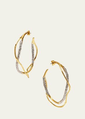 Intertwined Two-Tone Pave Hoop Earrings