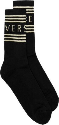 Striped Logo Mid-Calf Socks