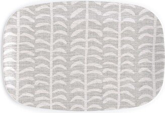 Serving Platters: Grasscloth Vine - Neutral Serving Platter, Gray