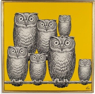 Riunione di Civette owl-print wood panel