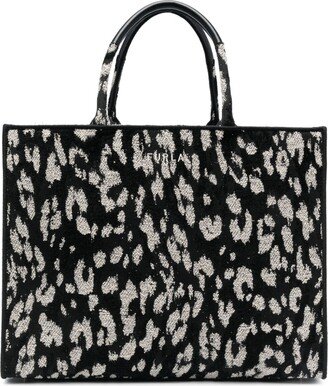 Patterned-Jacquard Canvas Tote Bag