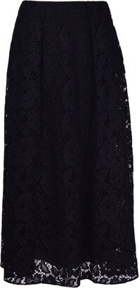 All-Over Floral Embroidered Midi Skirt