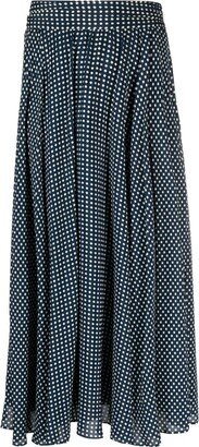 Polka-Dot A-Line Midi Skirt