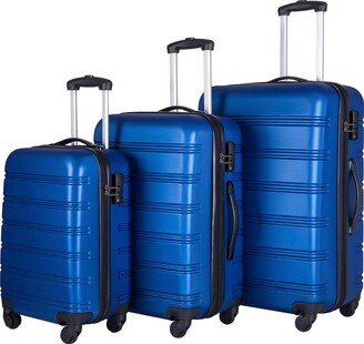 EDWINRAY Luggage Sets 3 Piece Suitcase Set 20/24/28 Hardside Suitcase, Dark Blue