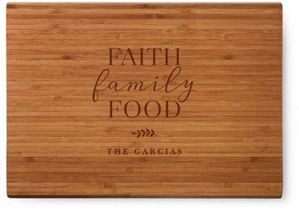 Cutting Boards: Faith Family Food Cutting Board, Bamboo, Rectangle Ornament, White