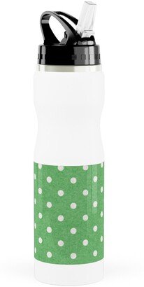 Photo Water Bottles: Mottled Xmas Polkadots - Green Stainless Steel Water Bottle With Straw, 25Oz, With Straw, Green