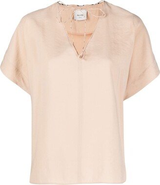 V-neck modal-blend blouse