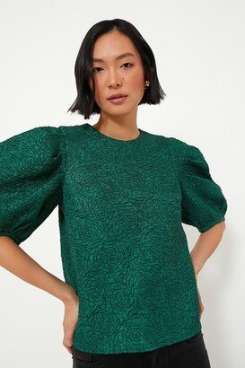 Hyacinth House Green Jacquard Noelle Blouse