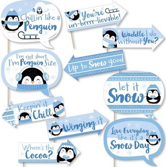 Big Dot of Happiness Funny Winter Penguins - Holiday and Christmas Party Photo Booth Props Kit - 10 Piece