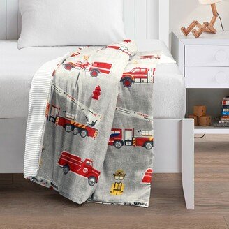 Fire Truck Kids Washable Reversible Weighted Blanket 2Pc