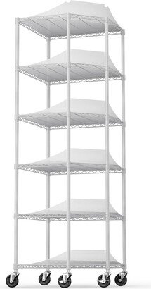 6 Tier Shelf Corner Wire Shelf Rack Pentagonal Shelves with Wheels