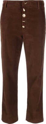 Button-Fly Corduroy Cropped Trousers-AA