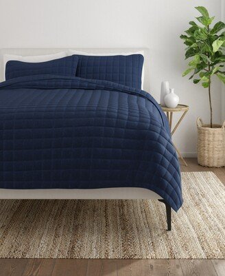 Home Collection Premium Ultra Soft Square Pattern Quilted Coverlet Set, Queen