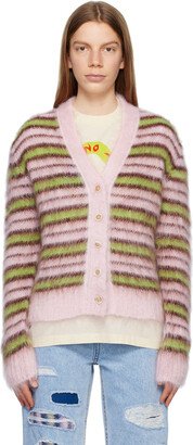 Pink & Green Striped Cardigan