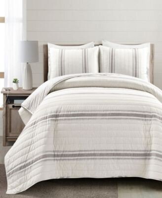 Farmhouse Stripe Reversible Cotton Quilt Sets