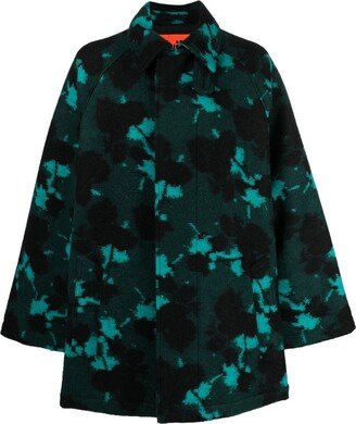 Graphic-Print Concealed-Front Coat