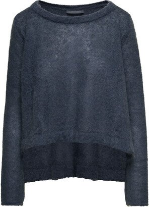 Maglione Con Scollo A Barca In Mohair Grigio Donna