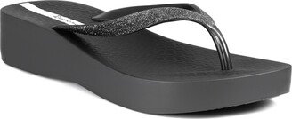 Women's Mesh Chic Comfort Wedge Sandals - Black, Glitter Black