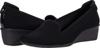 Winnefred Wedge (Black Stretch) Women's Shoes