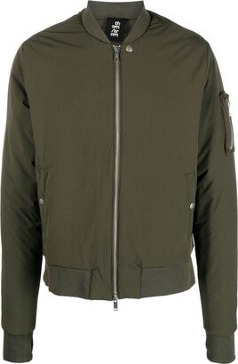 Exposed-Seam Zip-Up Bomber Jacket-AA