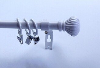 Modern Fluted Ball Adjustable Drapery Curtain Rod with Clip Rings