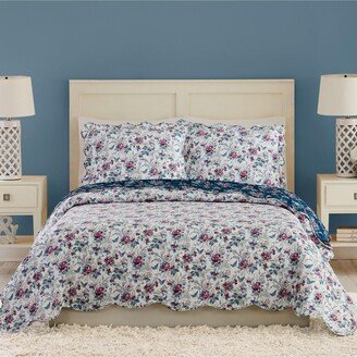 Rose Toile Scallop 3-Piece Quilt Set, King