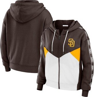 Women's Wear by Erin Andrews Brown, White San Diego Padres Color Block Full-Zip Hoodie - Brown, White