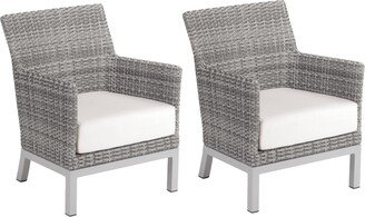 Garden Argento Resin Wicker Club Chair with Powder Coated Aluminum Legs - Eggshell White Polyester Cushion