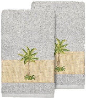 Colton Embellished Hand Towel - Set of 2 - Light Grey