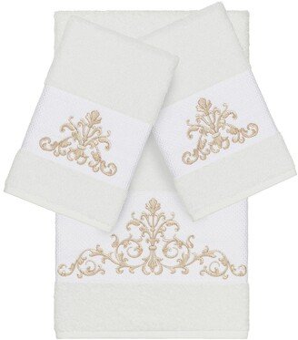 Scarlet 3-Piece Embellished Towel - White