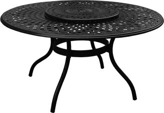 Outdoor Mesh Lattice 59 inch Bronze Round Dining Table with Lazy Susan - N/A