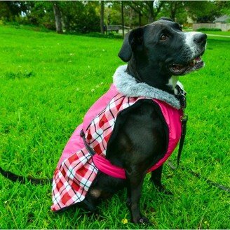 Doggie Design Alpine All-Weather Dog Coat - Raspberry Plaid (Medium)