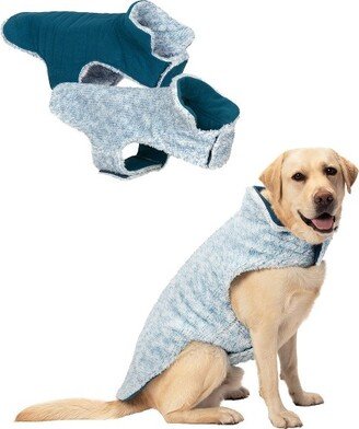 Flex-Fit Reversible Two-Tone Fur Dog Coat - Marine Blue, Extra Large