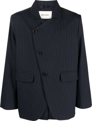 Pinstripe-Pattern Asymmetric Blazer