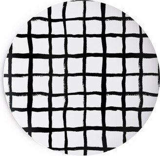 Salad Plates: Simple Grid - Classic - Black And White Salad Plate, Black