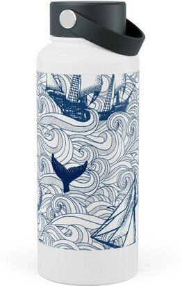 Photo Water Bottles: Vintage Nautical Journey Stainless Steel Wide Mouth Water Bottle, 30Oz, Wide Mouth, Blue