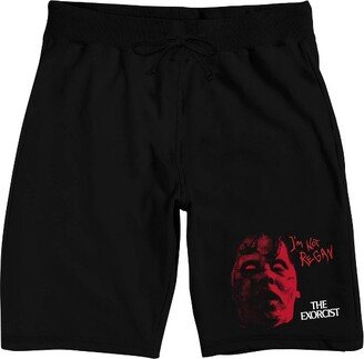 The Exorcist Red Regan Graphic Men's Black Sleep Pajama Shorts-Medium