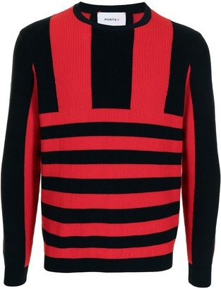 Stripe-Print Knitted Jumper